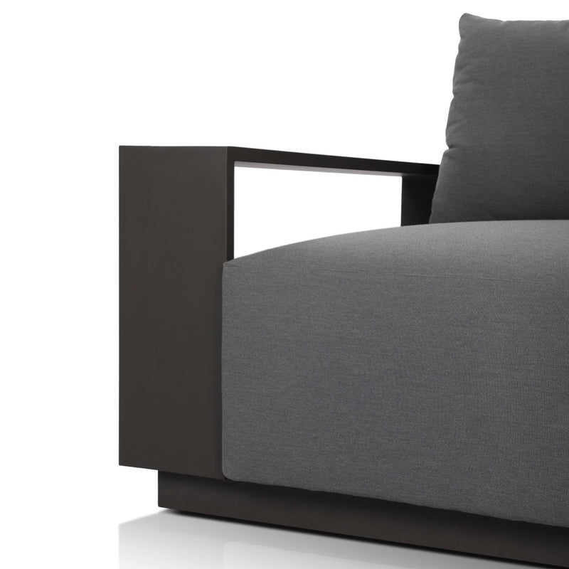 Four Hands Branford Outdoor Metal Sofa 106" front view seat cushion and arm 