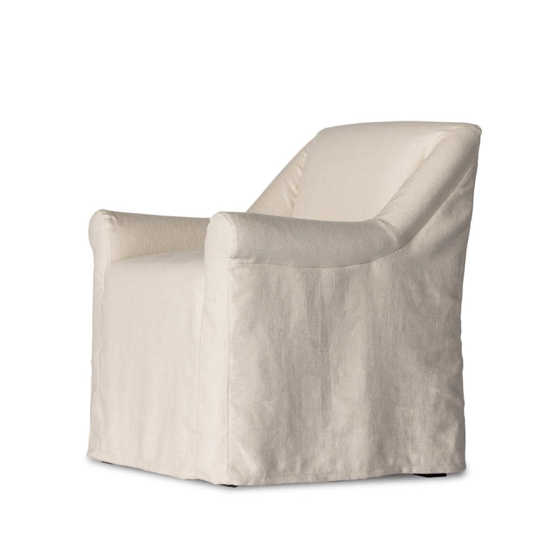 Bridges Slipcover Dining Armchair Brussels Natural Angled View 232437-001