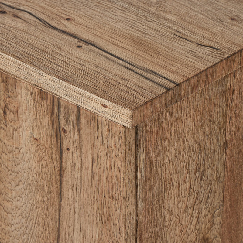 Brinton Media Console Rustic Oak Veneer Top Edge Detail 234611-004