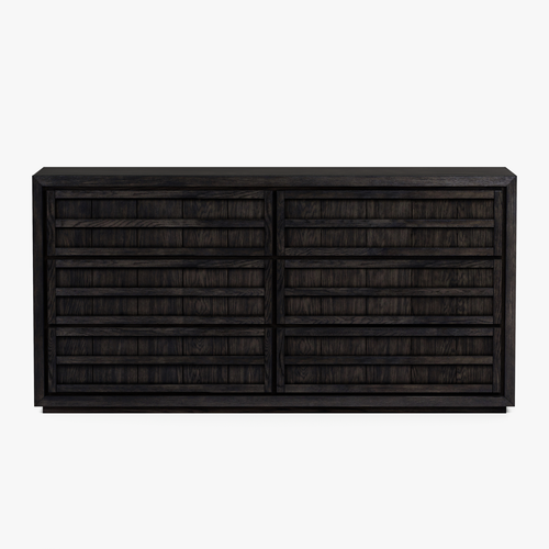 black horizontal dresser Traditional Wooden 6-Drawer Horizontal Dresser - Black
