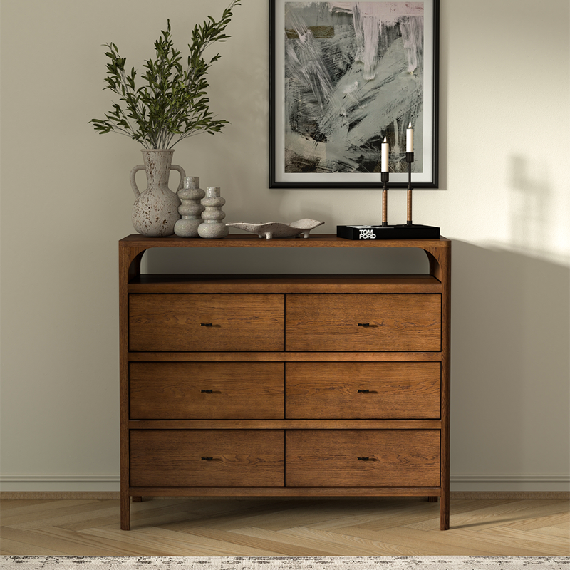 Co.House Designs Cali 6 Drawer Oak Dresser - Walnut Co.House Designs Cali 6 Drawer Oak Dresser - Walnut
