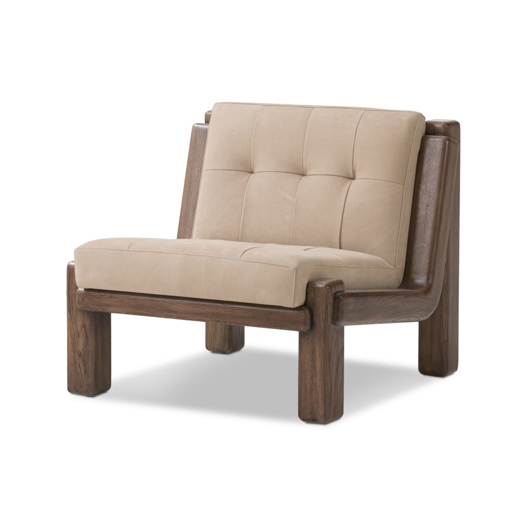 Camilo Chair Nubuck Nude Angled View Four Hands