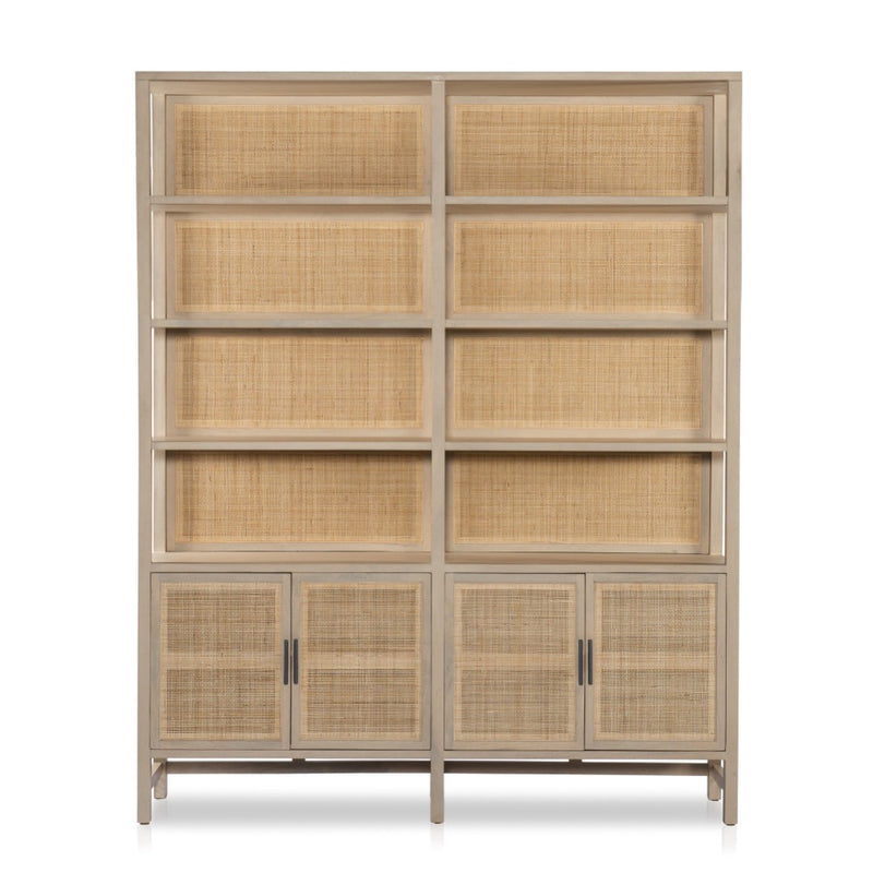 Caprice Wide Bookshelf Natural Mango Front View 234775-002