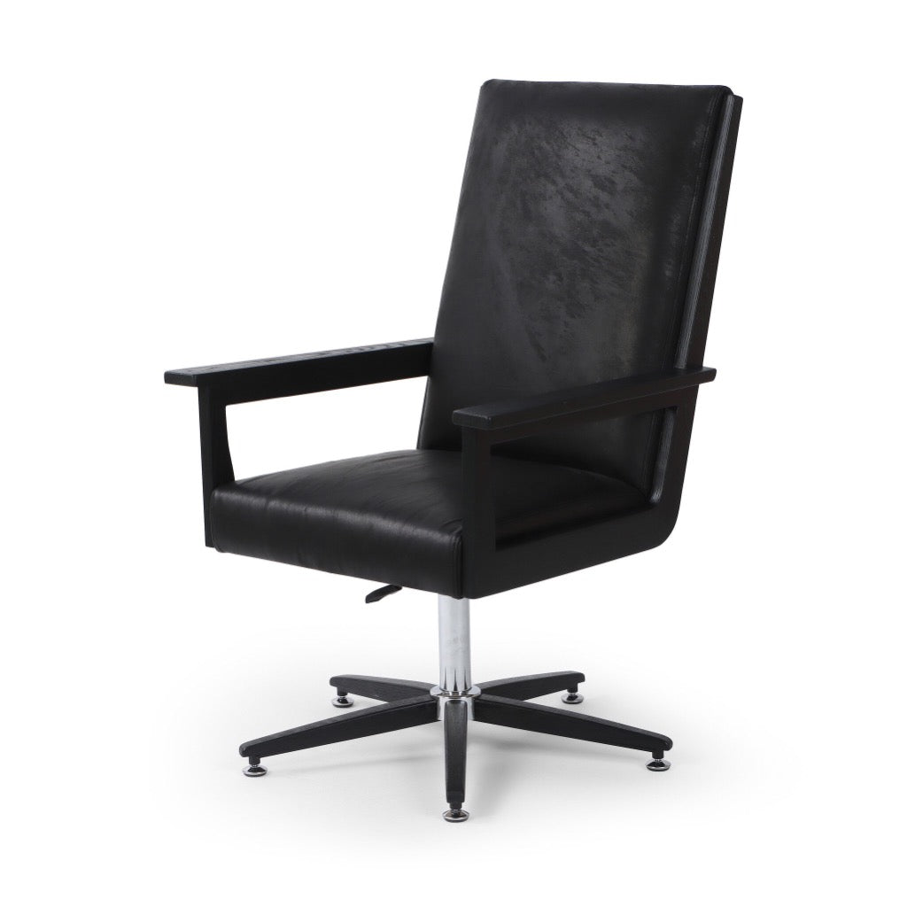 Carla Executive Desk Chair Heirloom Black Angled View Four Hands