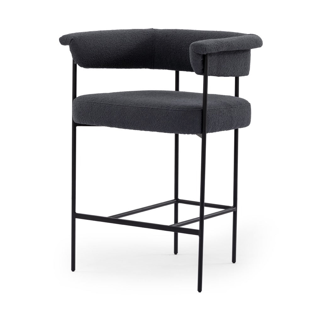 Carrie Counter Stool FIQA Boucle Slate Angled View 108498-006