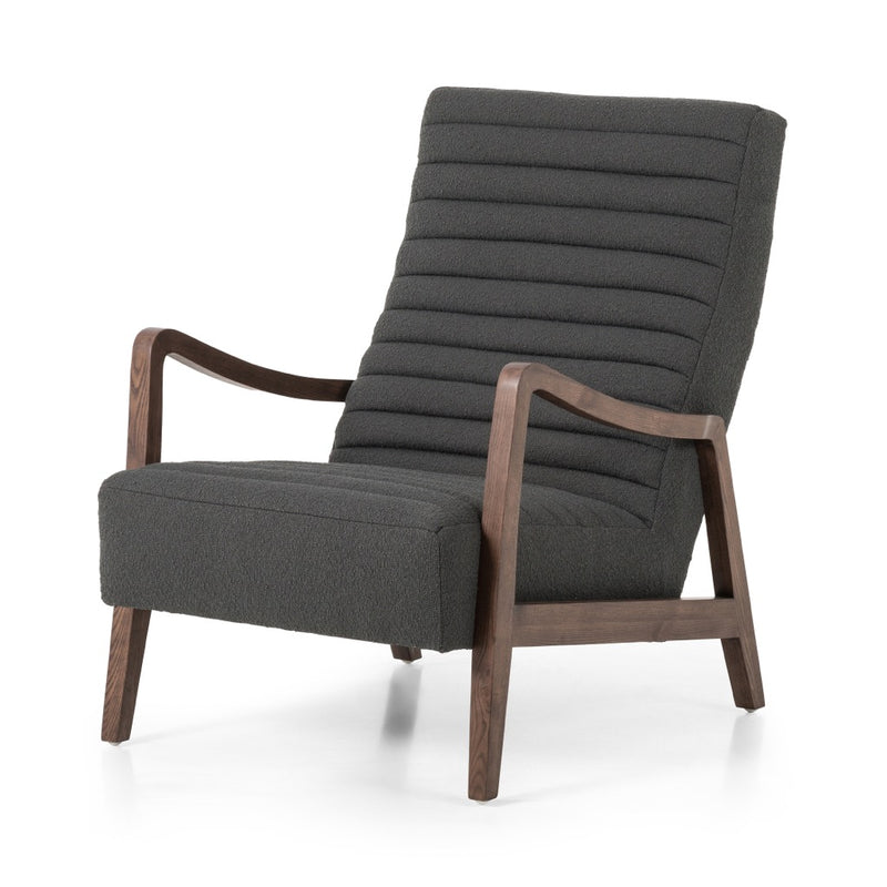 Chance Chair Fiqa Boucle Charcoal Angled View Four Hands