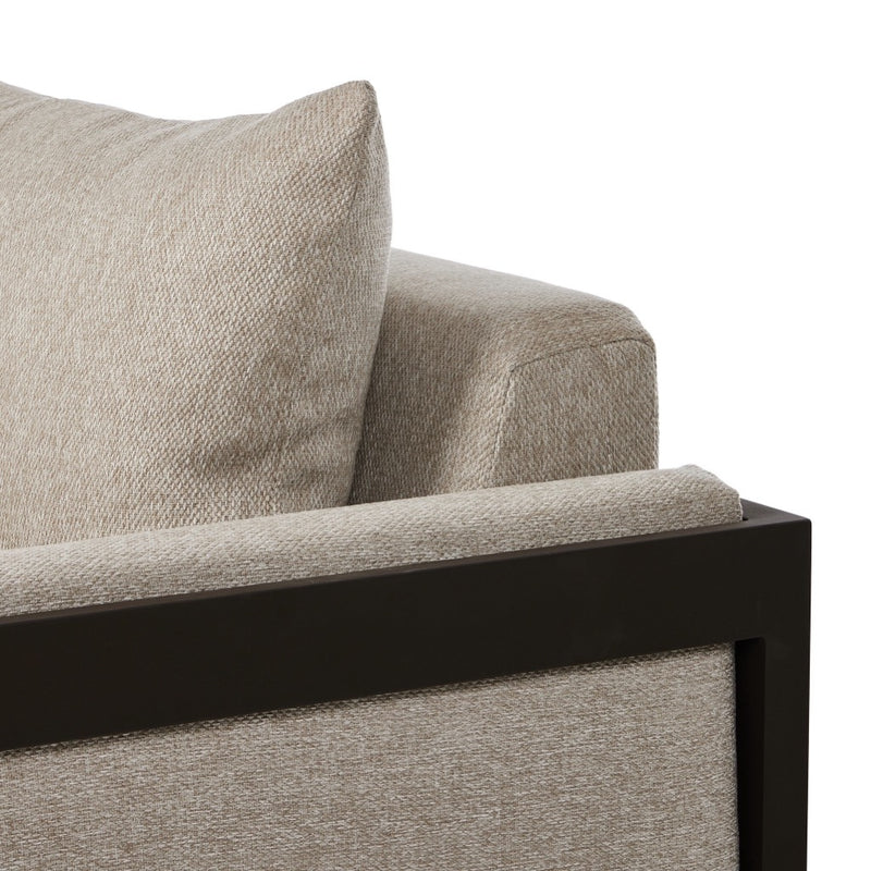 Four Hands Chapman Outdoor Metal Sofa 106" back corner view 