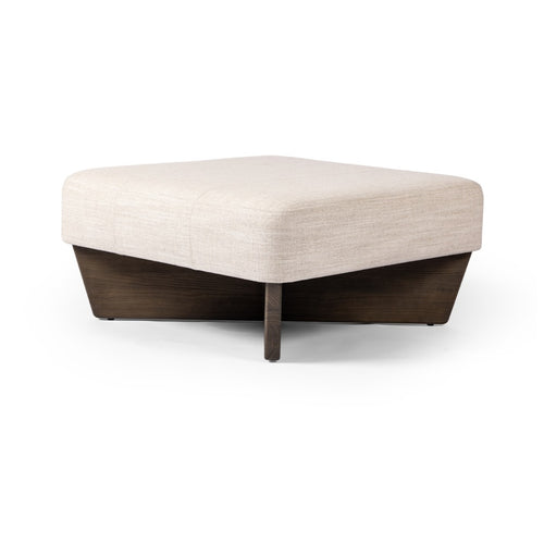 Chaz Square Ottoman Alcala Sand Angled View Four Hands