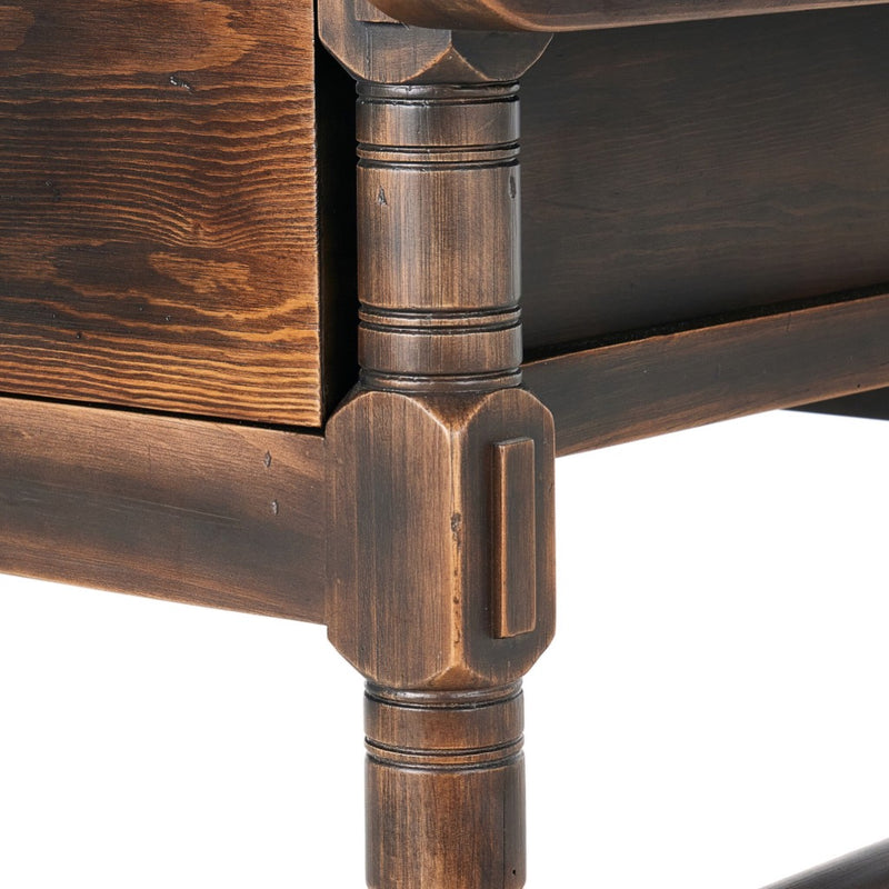 Colonial Table by Van Thiel Aged Brown Hand-Applied Finish Detail Four Hands