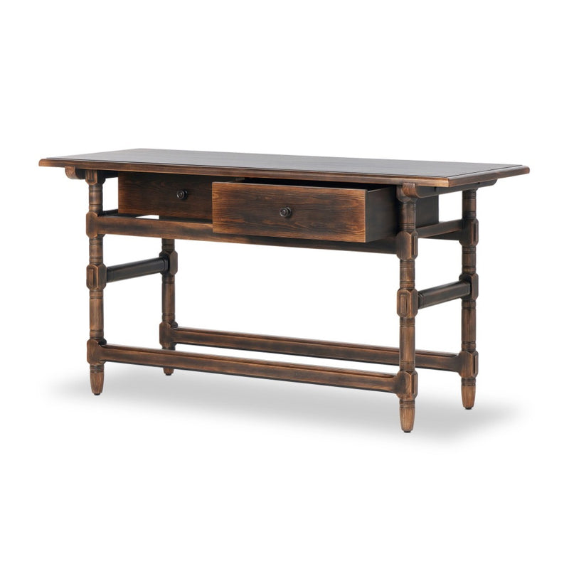 Colonial Table by Van Thiel Aged Brown Angled View 238733-001