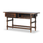 Colonial Table by Van Thiel Aged Brown Angled View Open Drawers 238733-001
