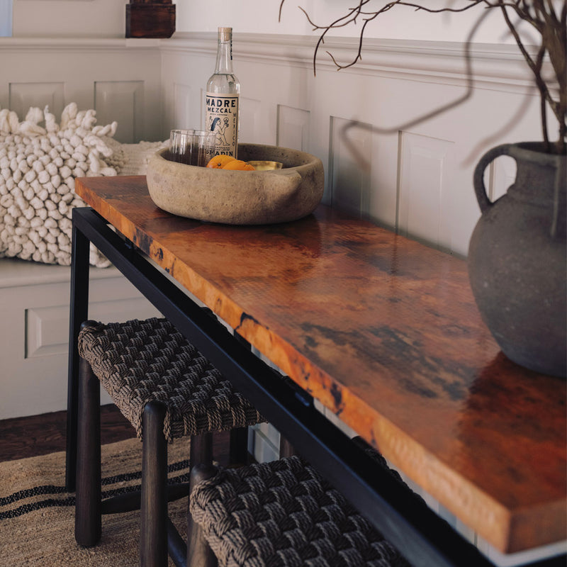 Copper Tabletop: Rectangle – Hammered Natural Patina – Artesanos Design ...