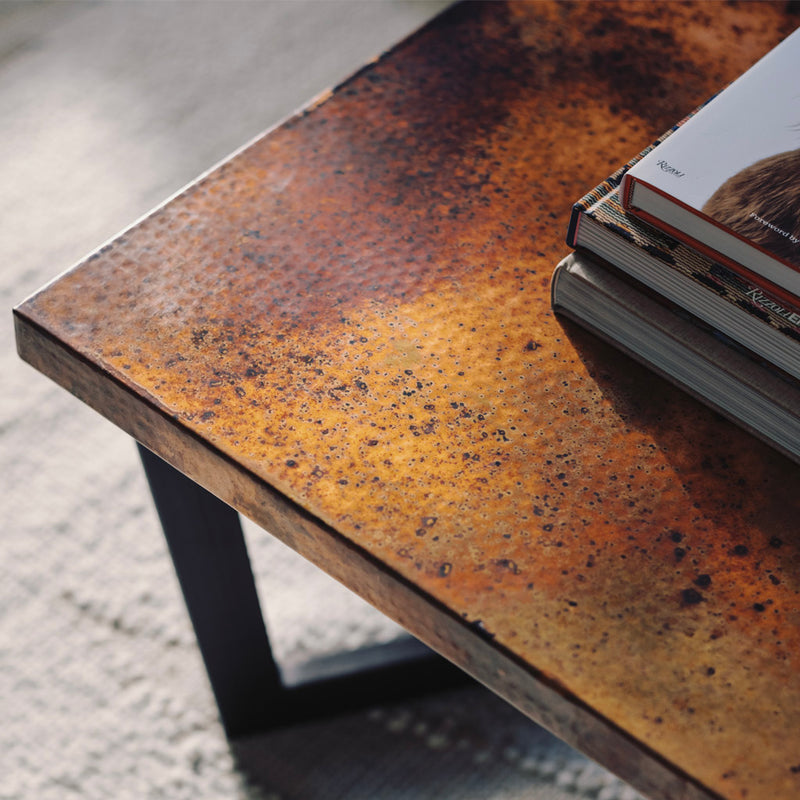 Copper Tabletop: Rectangle – Hammered Natural Patina – Artesanos Design ...