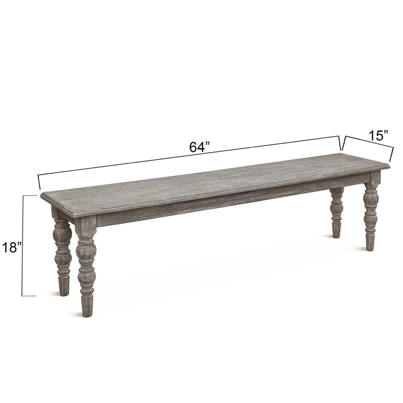 HTD Corfu Bench angled with dimensions 