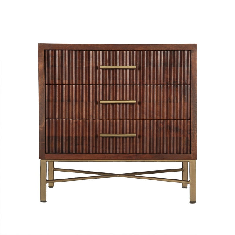 Cosmopolitan Three Drawer Nightstand FCS-NC26HB-1 front view 
