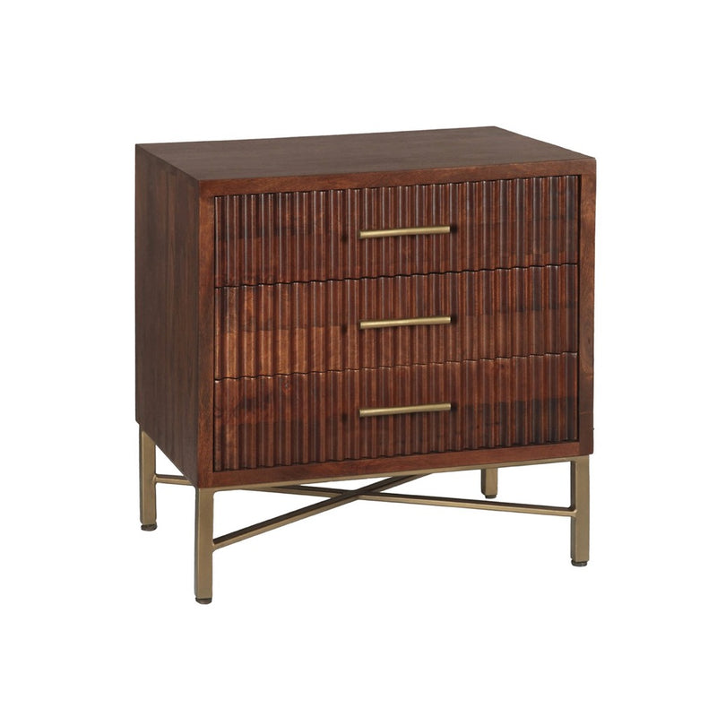 HTD Cosmopolitan Three Drawer Nightstand angled view 