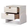 Four Hands Cressida Nightstand angled view with open drawers 