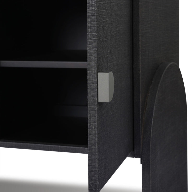 Cressida Sideboard Black Linen Open Cabinet Door Detail 229274-003