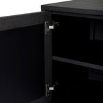 Cressida Sideboard Black Linen Cabinet Inner Corner Detail Four Hands