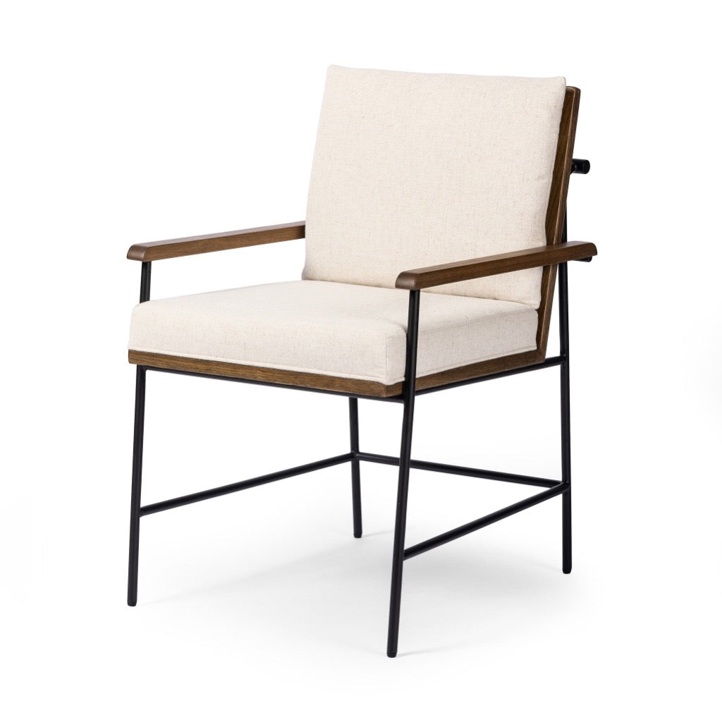 Crete Dining Armchair Savile Flax Angled View Four Hands