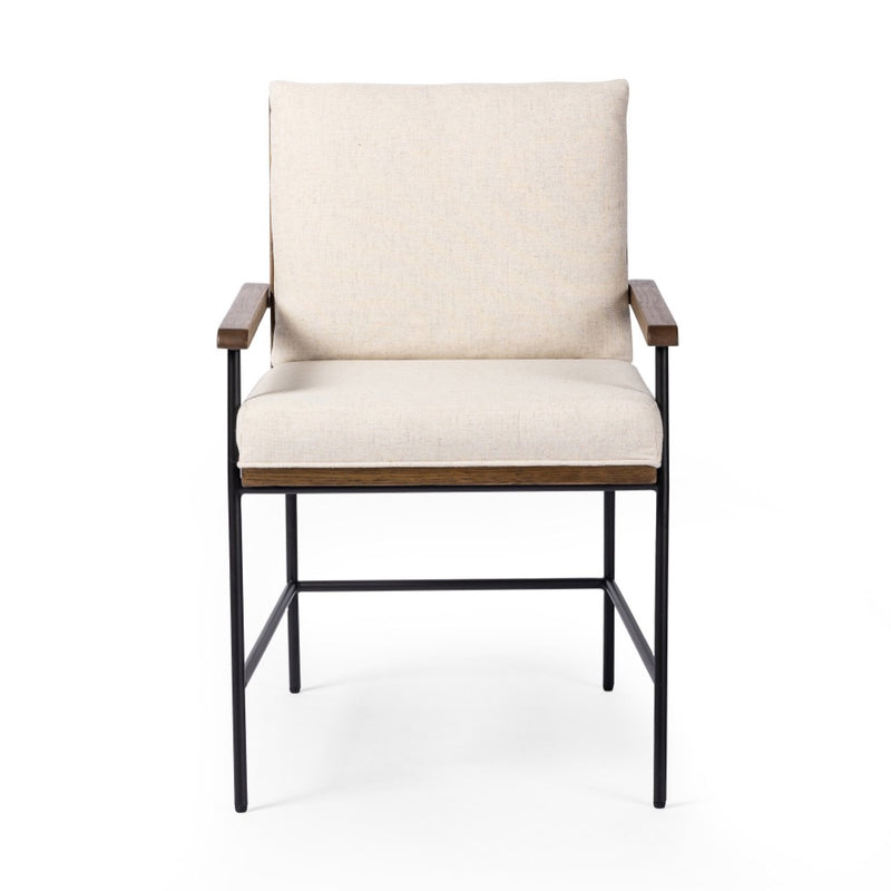Crete Dining Armchair Savile Flax Front View Four Hands