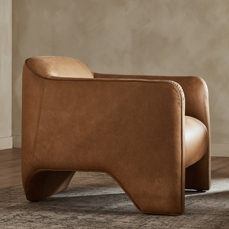 Four Hands Daria Chair Eucapel Cognac Angled Side View Staged