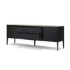Four Hands Dawn Media Console angled open drawer view 