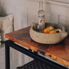 Diorite Copper Console Table - Corner Detail - Natural Copper Patina Detail Image