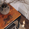 Diorite Copper Console Table - Corner Detail - Natural Copper Patina Detail Image - Alternate View