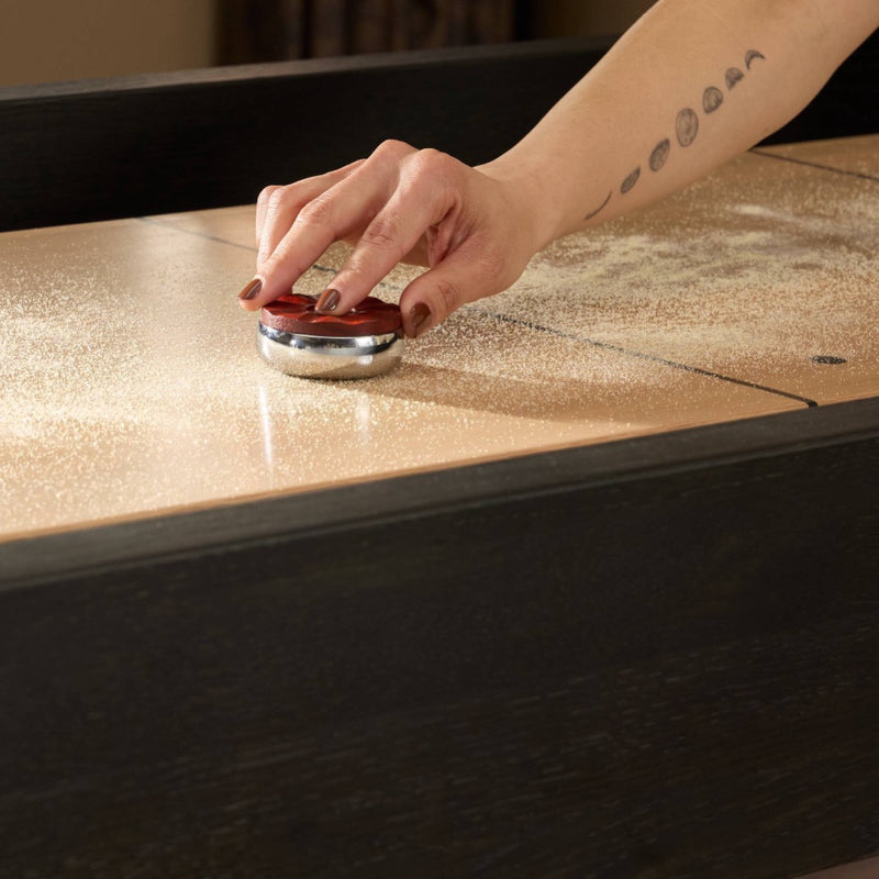 District Eight Large Shuffleboard Table 251712-002 staged player view 