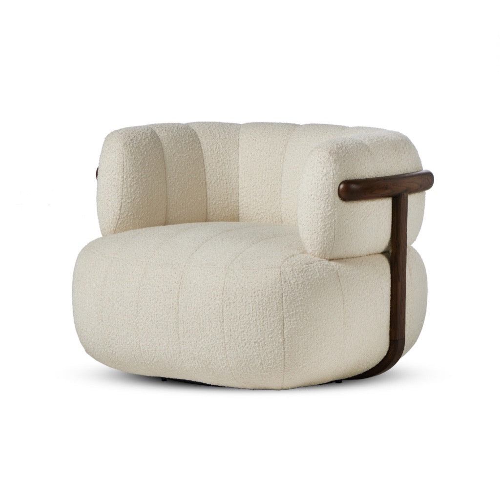 Doss Swivel Chair Altro Snow Angled View Four Hands