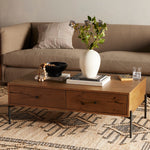 Eaton Coffee Table Amber Oak Resin Staged View Four Hands
