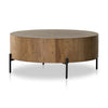 Eaton Drum Coffee Table Amber Oak Resin Angled View Four Hands