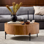 Eaton Drum Coffee Table Amber Oak Resin Staged View 228346-002