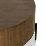Four Hands Eaton Drum Coffee Table Amber Oak Resin Top Edge Detail