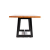 Efendi Copper Dining Table - End view with black iron table base and copper tabletop