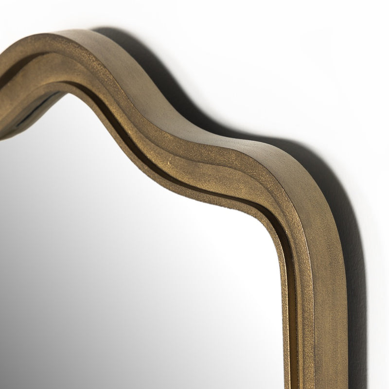 Four Hands Effie Mirror Raw Antique Brass Iron Curved Frame