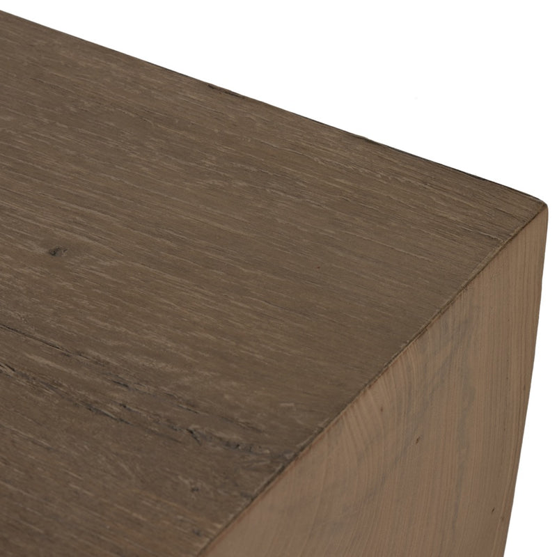 Elbert Console Table Rustic Oak Veneer Corner Detail 229655-001