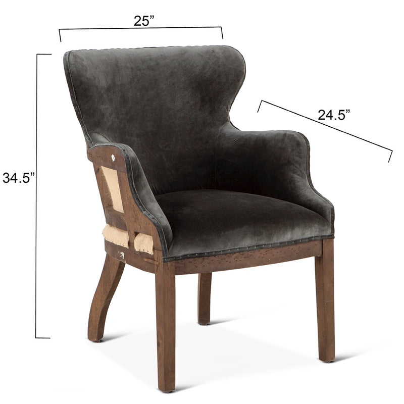 Elizabeth Accent Armchair G205-1110-F1-78 angled with dimensions