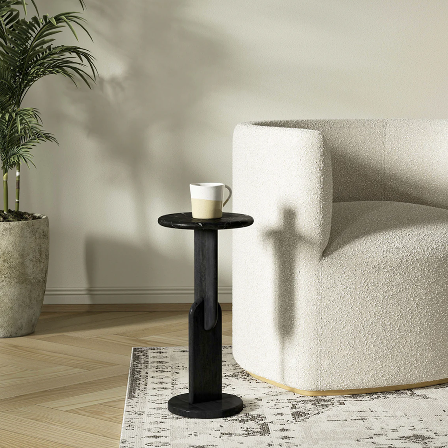 Ellen Drink Table Black Marble