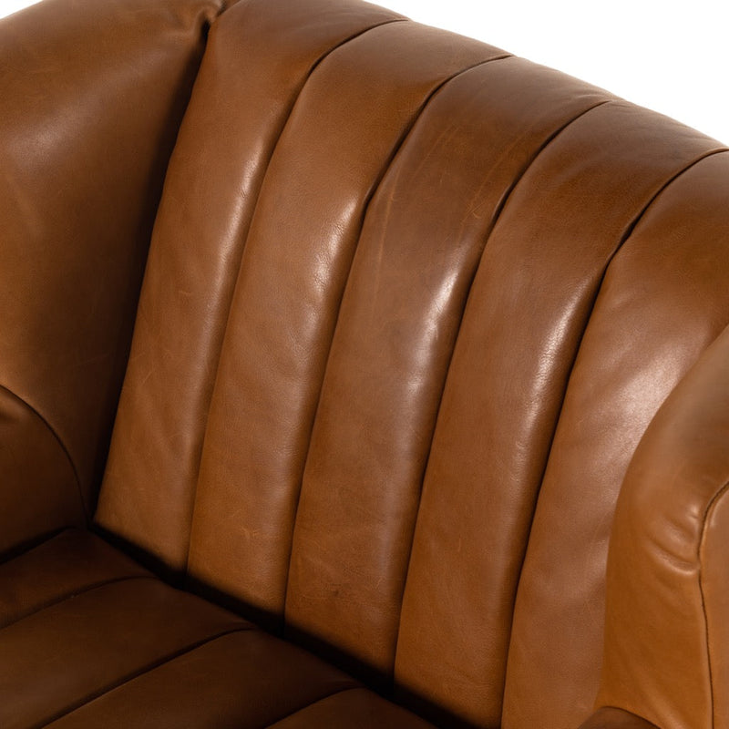 Elora Chair Dakota Tobacco Channeled Backrest Top Grain Leather Four Hands