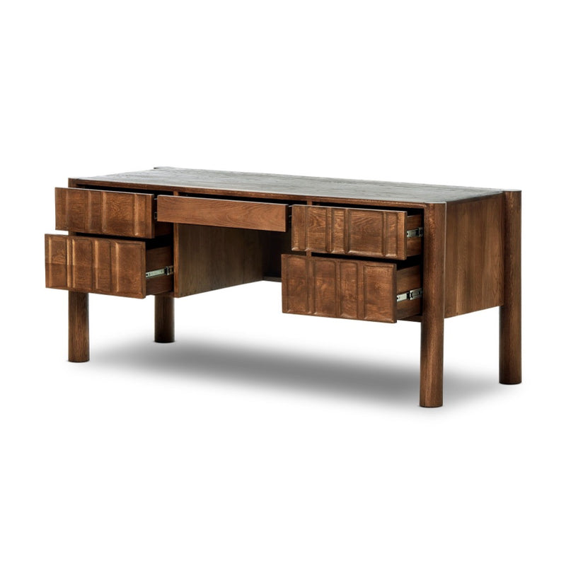 Four Hands Ezri Desk angled open drawer view 