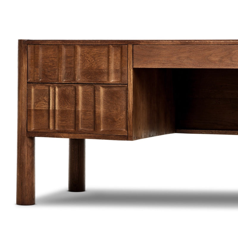 Ezri Desk 241632-001 front facing leg and drawer view 