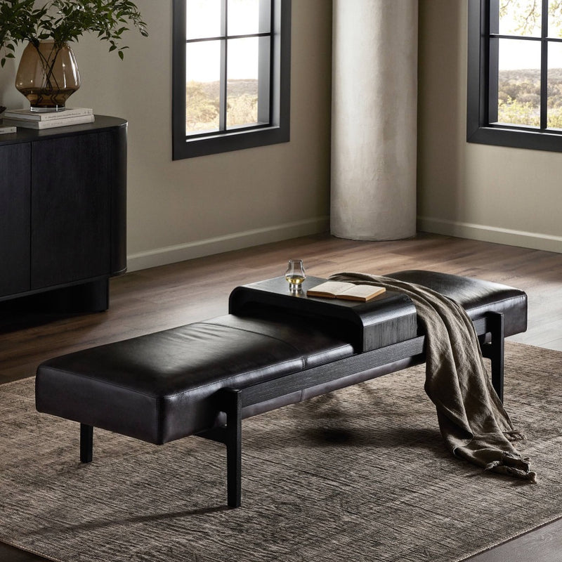 Four Hands Fawkes Accent Bench Brushed Ebony Staged View