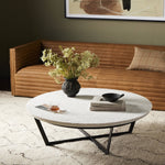 Four Hands Felix Round Marble Coffee Table Staged View