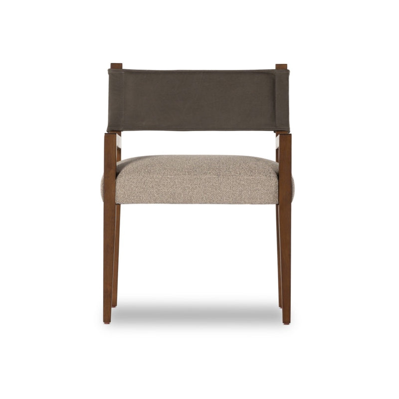 Ferris Dining Armchair Nubuck Charcoal Front View Four Hands