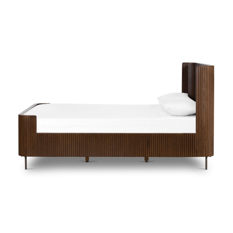 Four Hands Fletcher King Bed Terra Brown Oak Side View