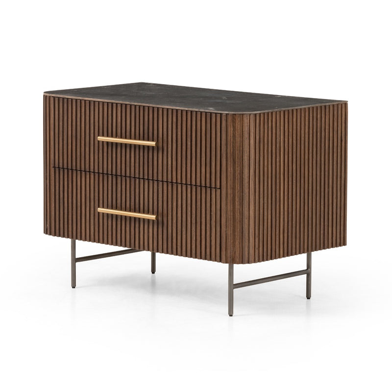 Fletcher Large Nightstand Terra Brown Angled View