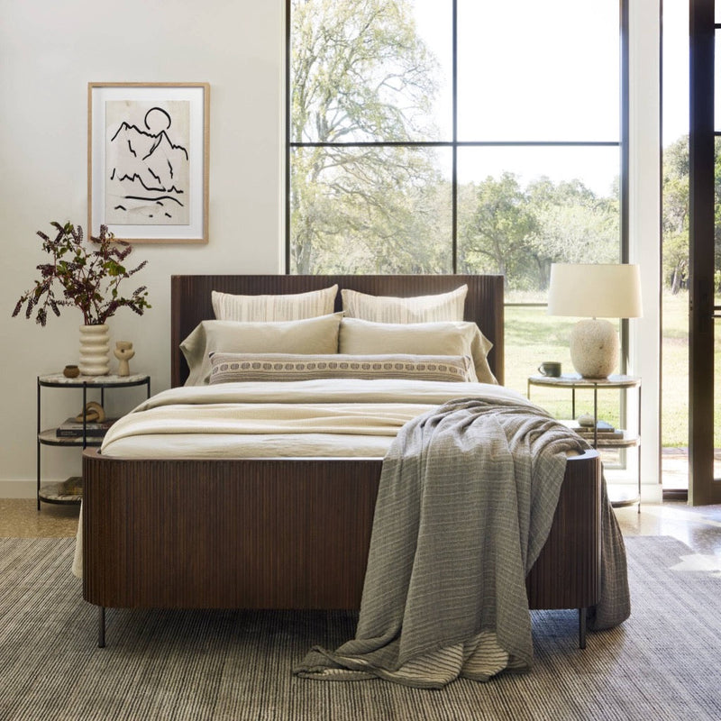 Fletcher Queen Bed Terra Brown Oak Staged Bedroom View 108786-002