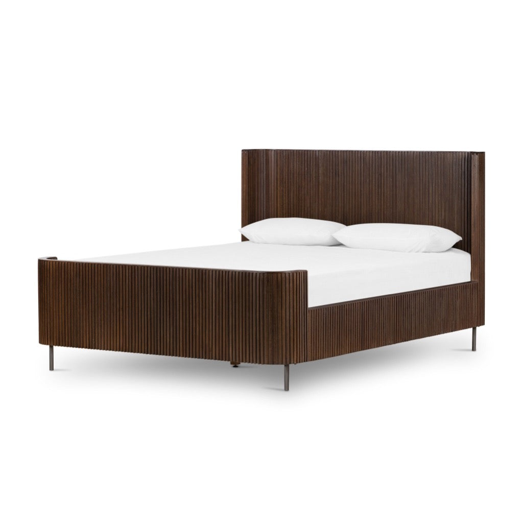 Four Hands Fletcher Queen Bed Terra Brown Oak Angled View 108786-002